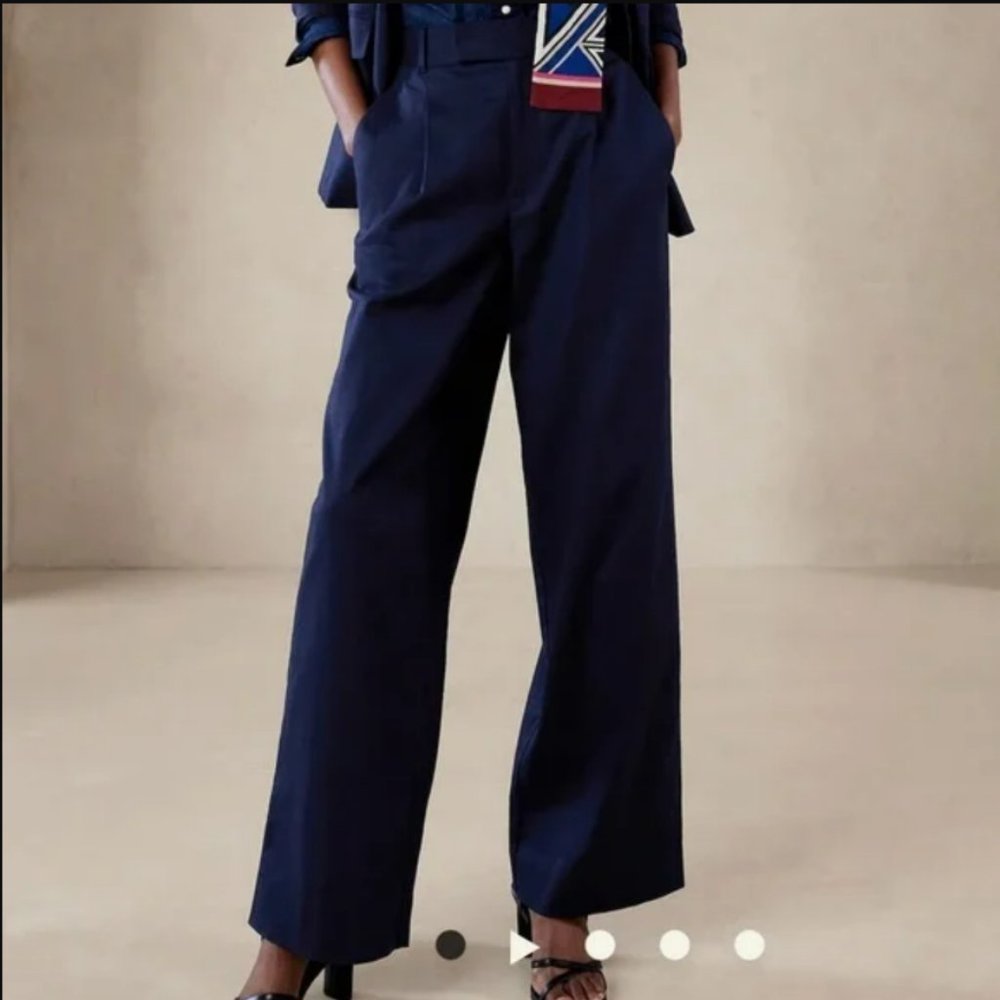 NWT - Banana Republic Factory Wide Leg Linen Pants - Navy - Size 12 / Size 10